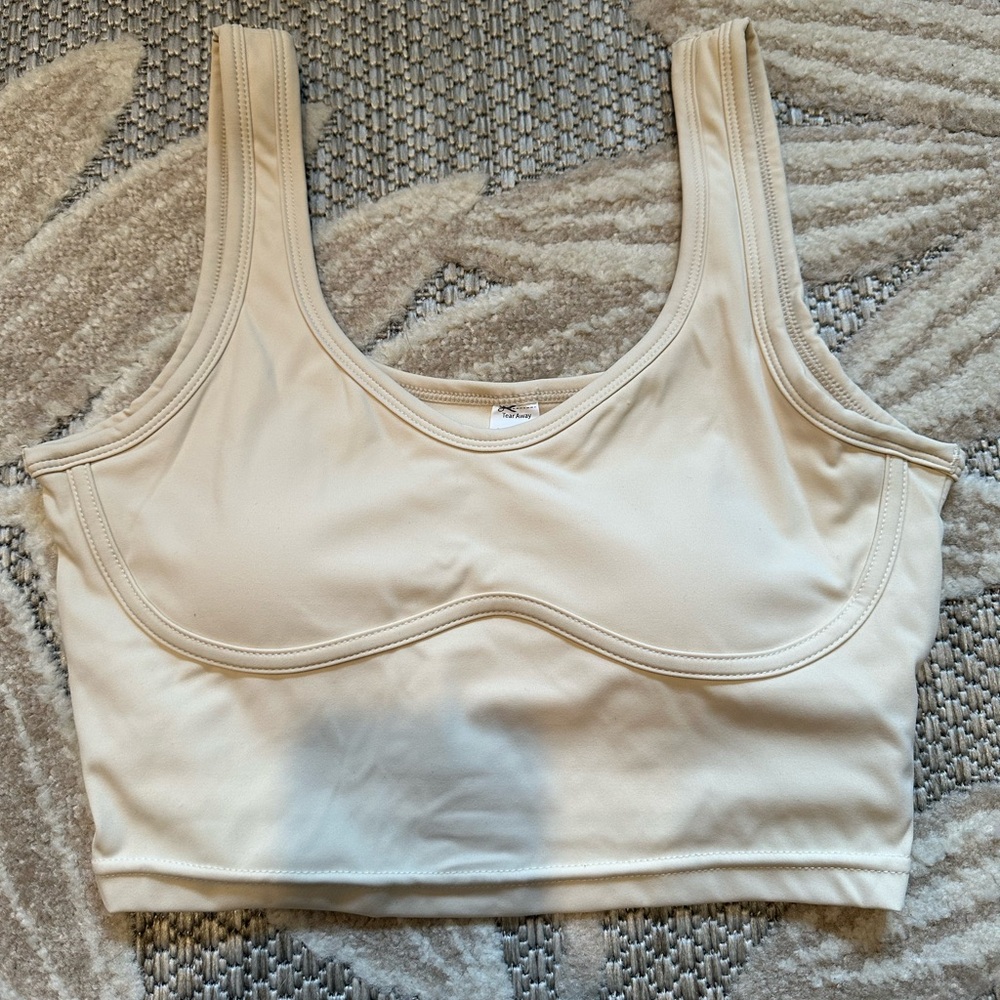 NWT Gold Hinge Women's Cream Sports Bra S